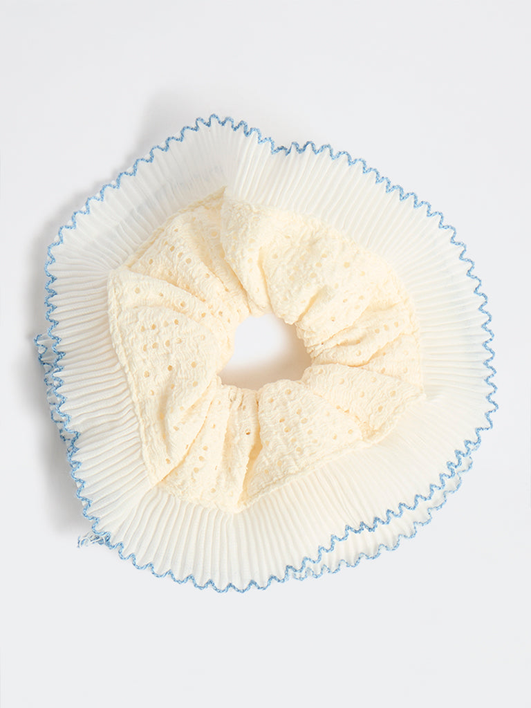 Westside Accessories White Eyelet Design Scrunchie