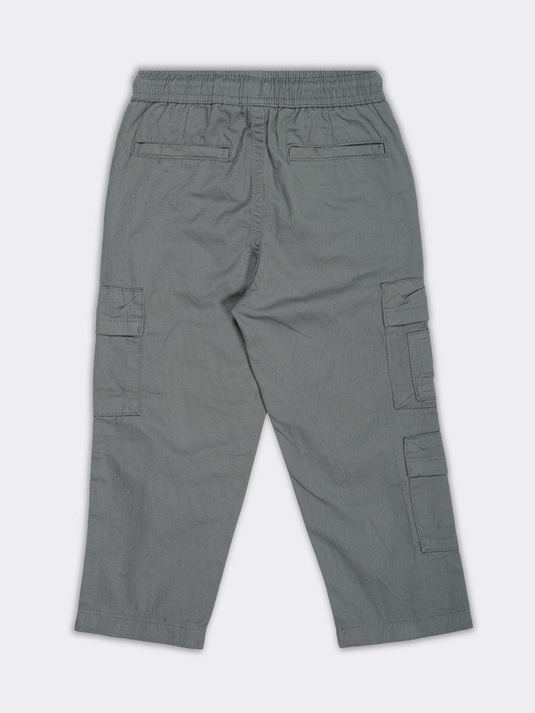 HOP Kids Boys Blue Relaxed Fit Cargo Cotton-Blend Trousers