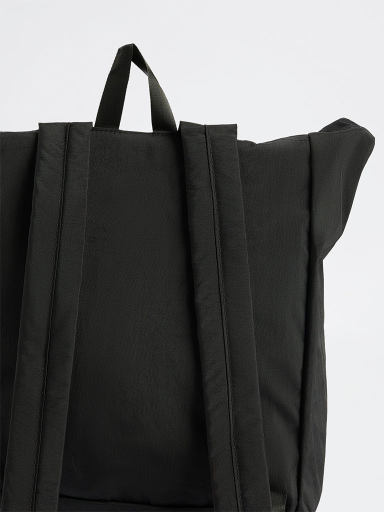 Black Solid Multi-Pocket Backpack