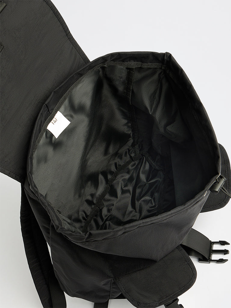 Black Solid Multi-Pocket Backpack