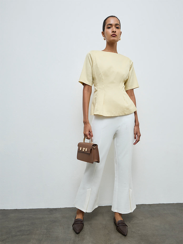 Wardrobe Yellow Cotton Peplum Top