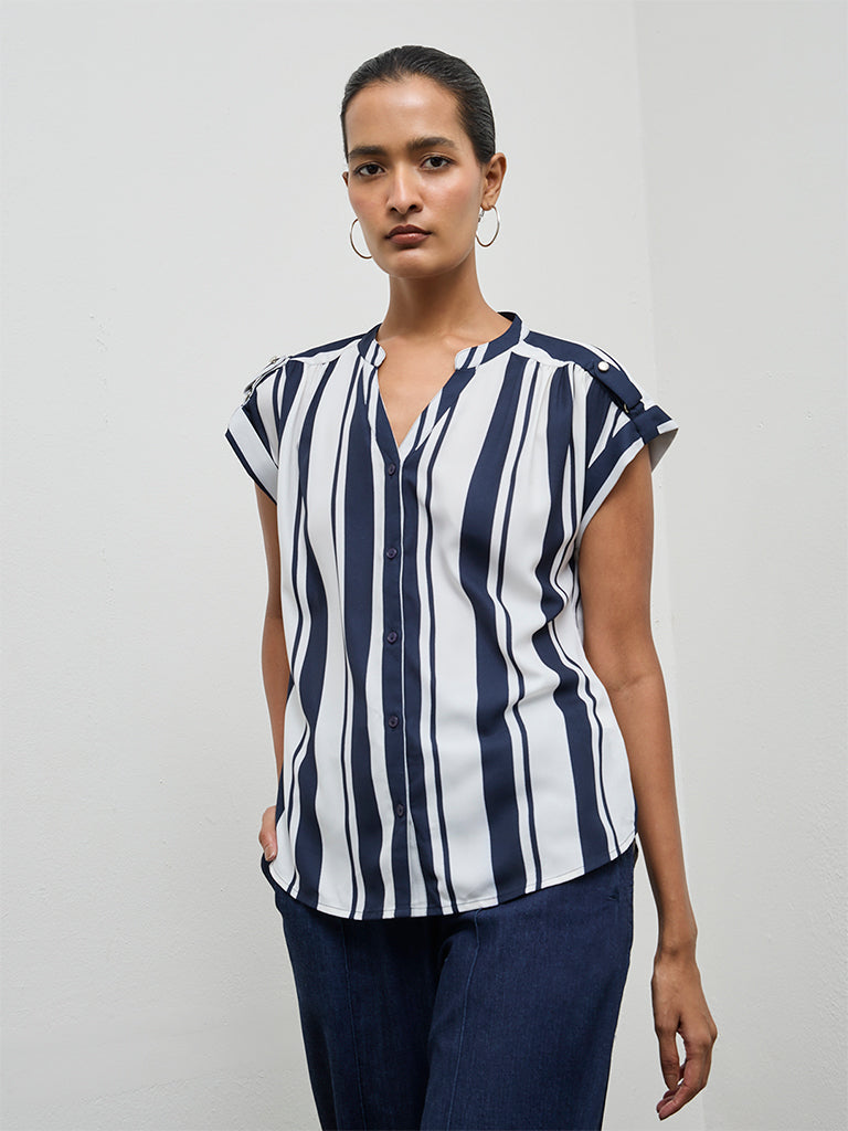 Wardrobe Navy Striped Top