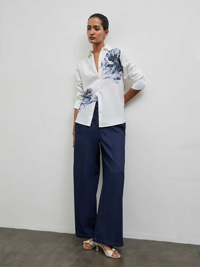 Wardrobe White Floral Design Shirt