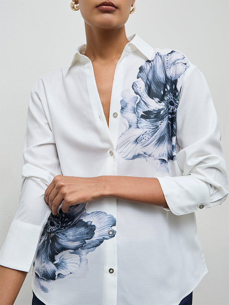 Wardrobe White Floral Design Shirt