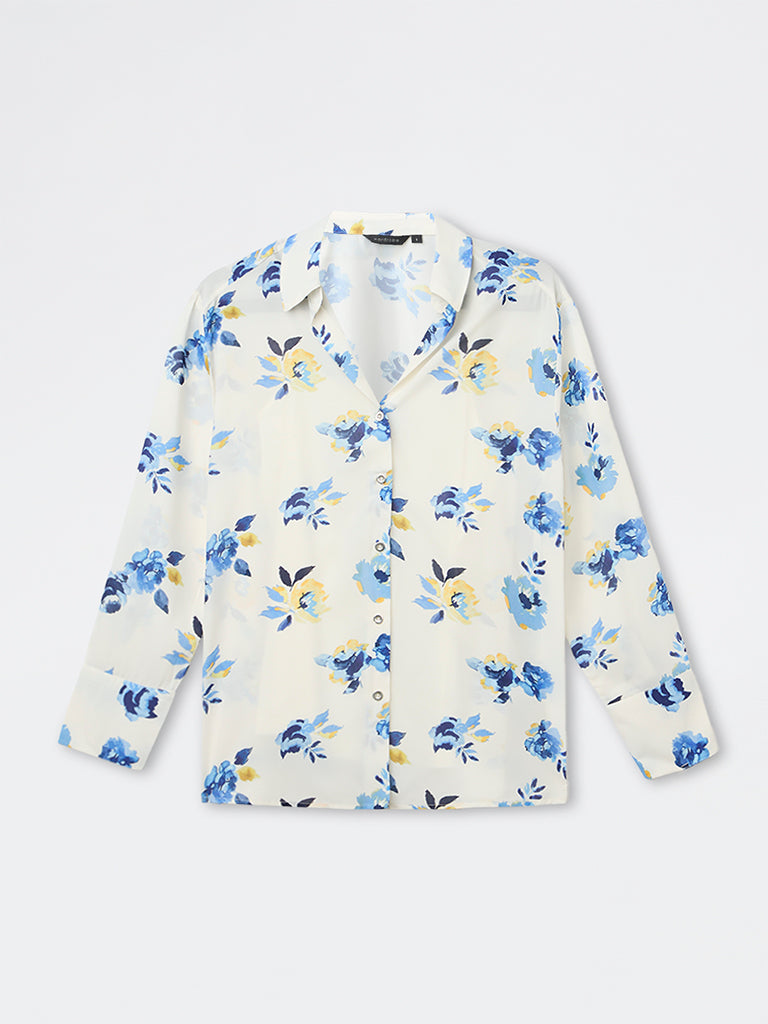 Wardrobe Ivory Floral Pattern Shirt with Camisole