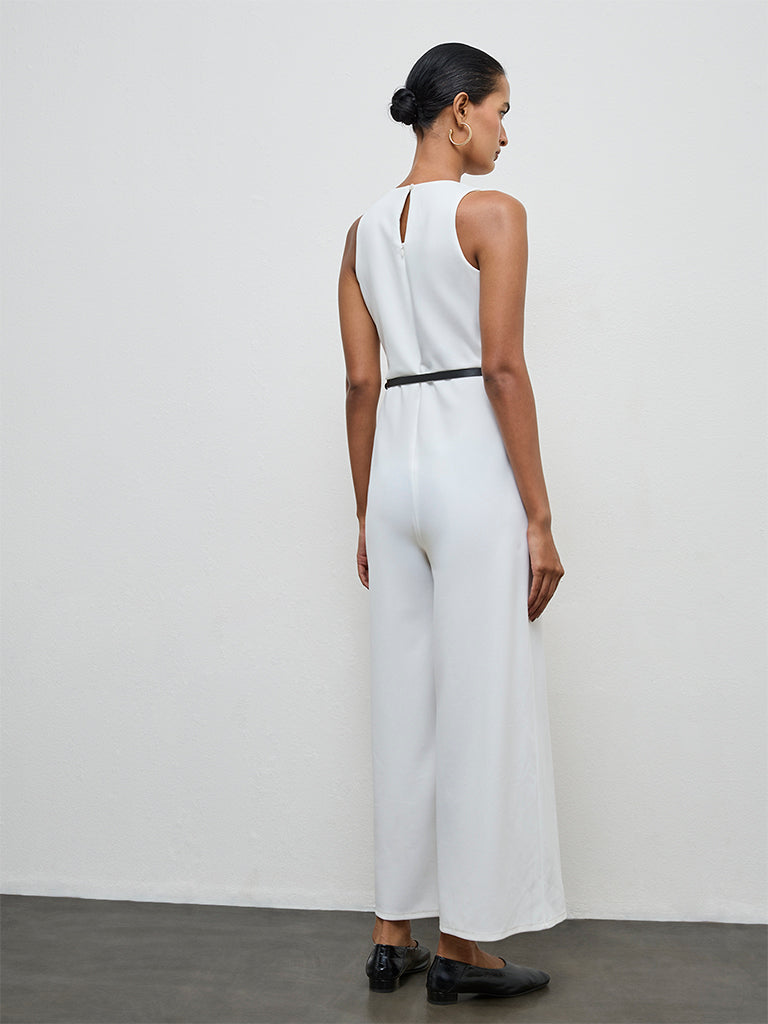 Wardrobe Ivory Jumpsuit with Belt and Corsage Set