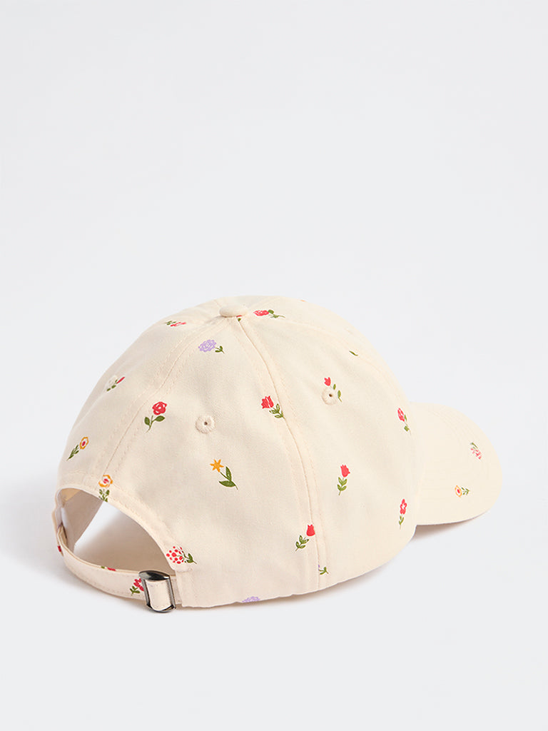 Westside Accessories Light Peach Floral Printed Cap