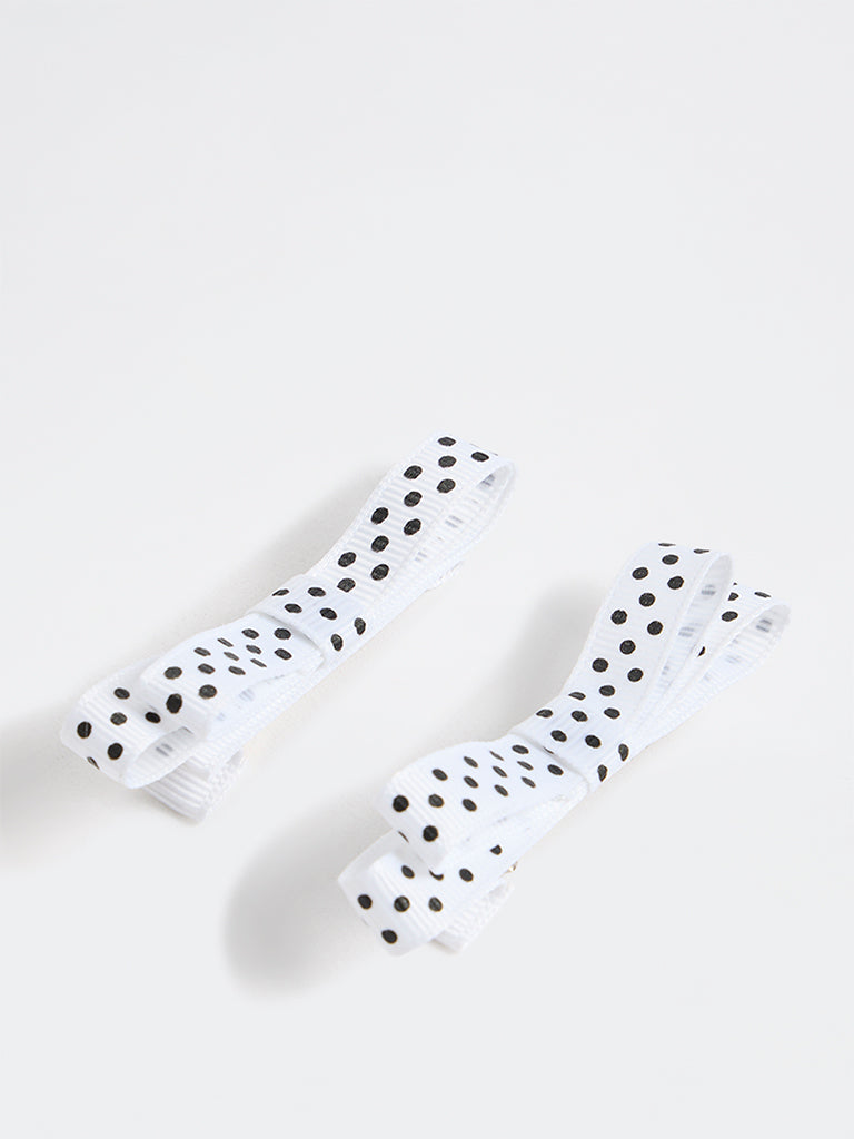 Westside Accessories White Polka Dot Bow Clips - Pack of 2