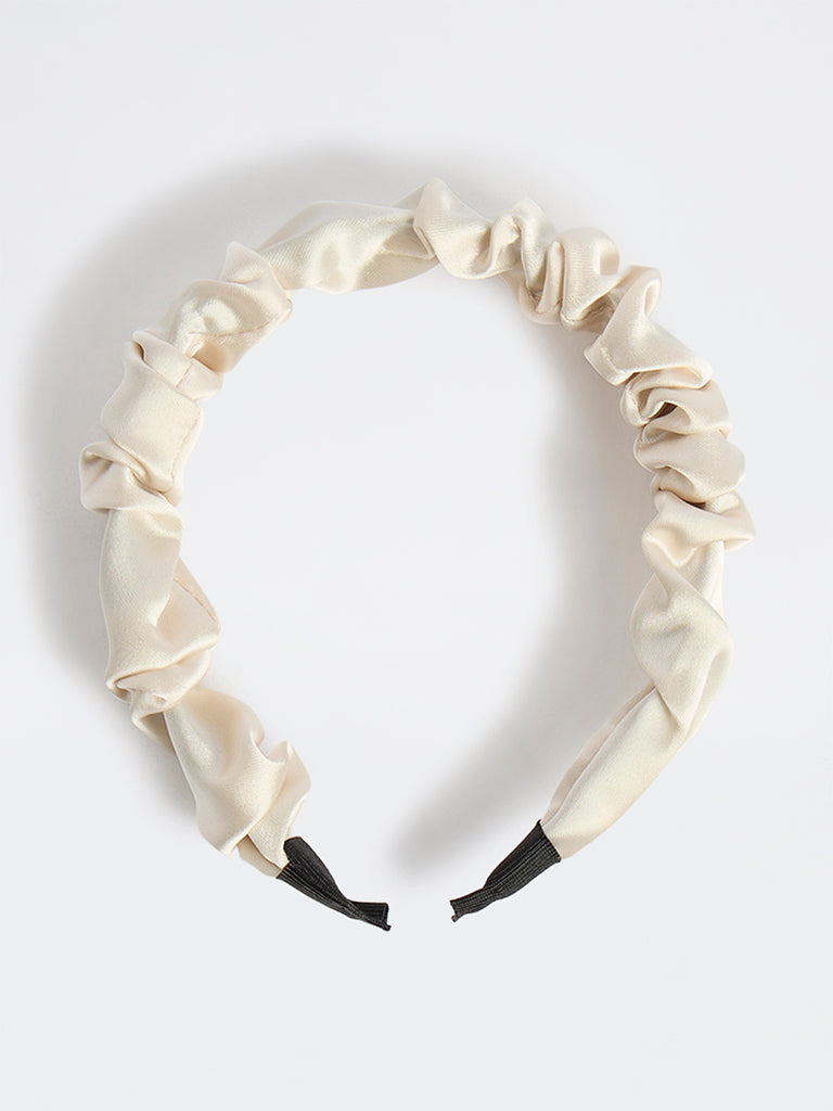 Westside Accessories Off-White Ruched Headband