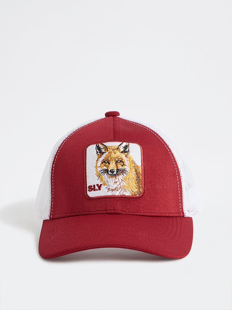 Nuon Red Animal Embroidered Trucker Cap