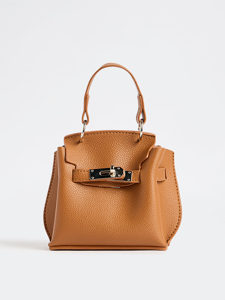 Westside Brown Textured Mini Sling Bag