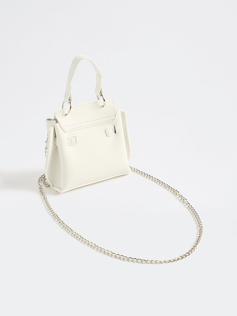 Westside White Textured Mini Sling Bag