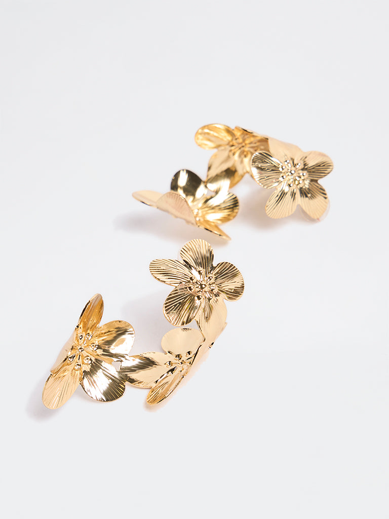 Westside Accessories Gold Floral Twisted Earrings