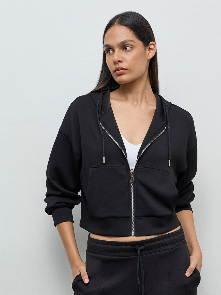 Nuoflexx Black Solid Hooded Jacket