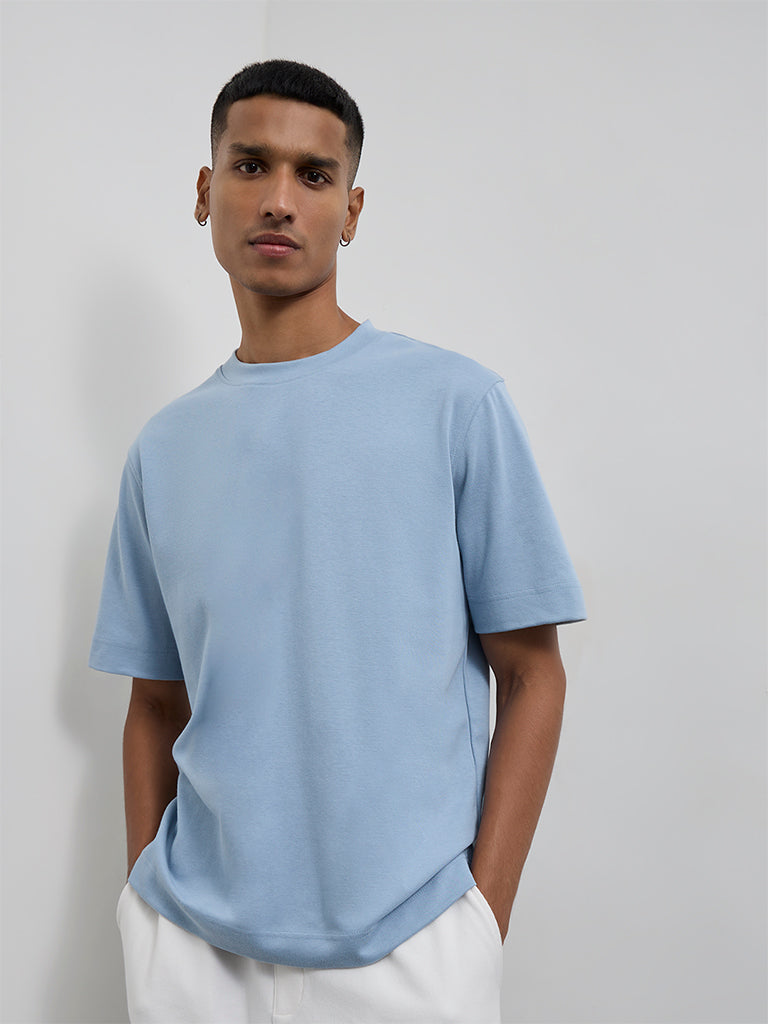 Nuoflexx Light Blue Relaxed-Fit Cotton-Blend T-Shirt