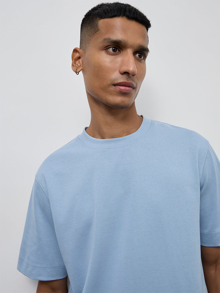 Nuoflexx Light Blue Relaxed-Fit Cotton-Blend T-Shirt