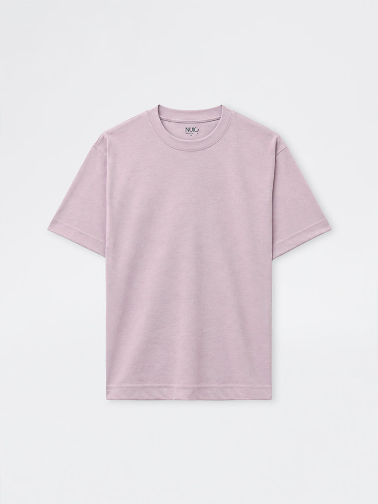 Nuoflexx Mauve Solid Relaxed-Fit Cotton-Blend T-Shirt