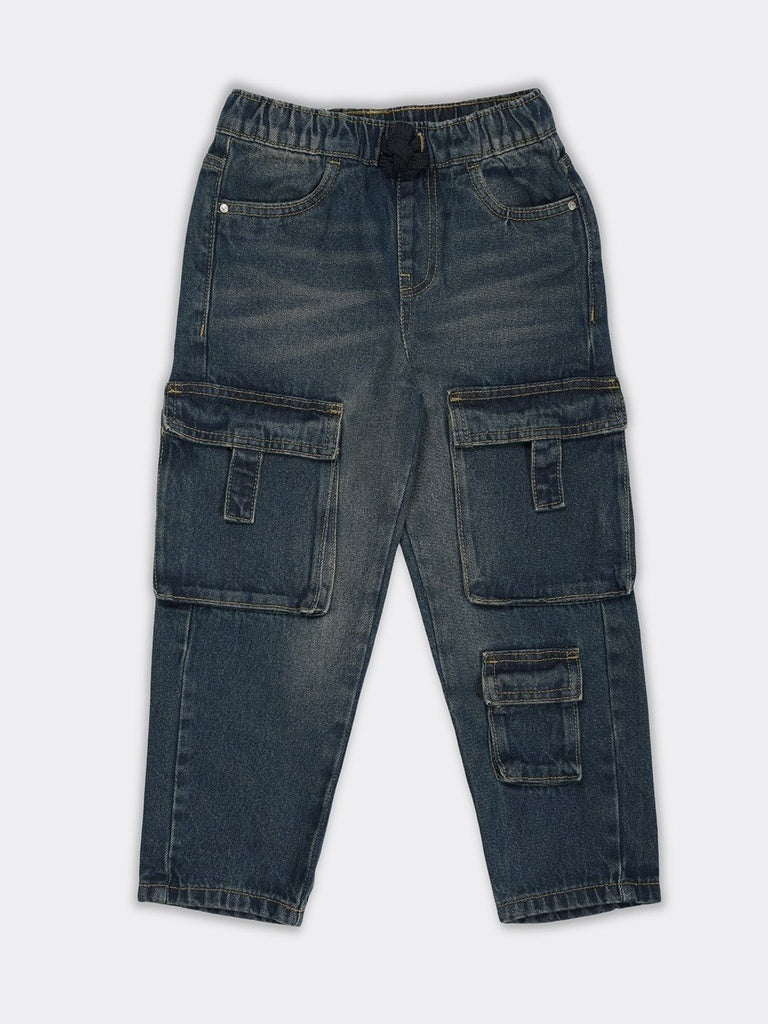 HOP Kids Boys Dark Blue Cargo Detail Regular Fit Jeans