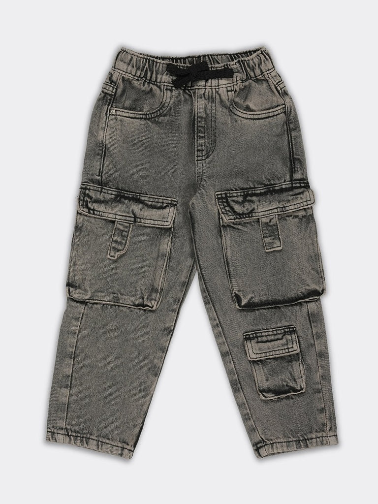 HOP Kids Boys Charcoal Mid Rise Straight Fit Jeans