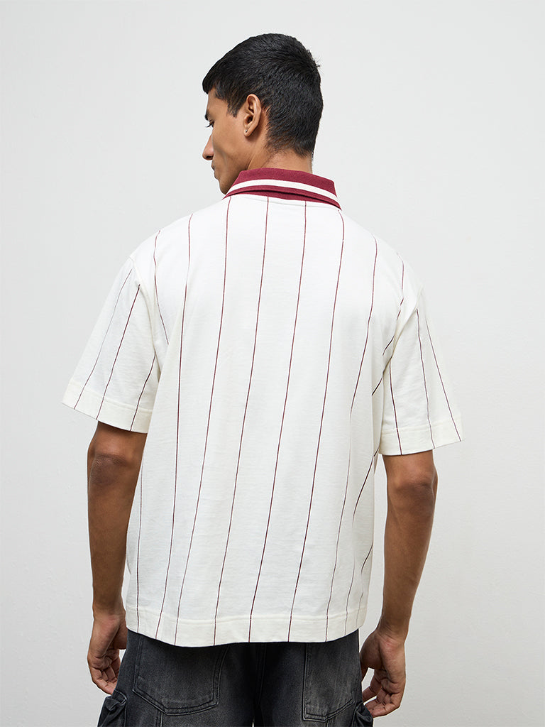 Nuon White Printed Relaxed-Fit T-Shirt