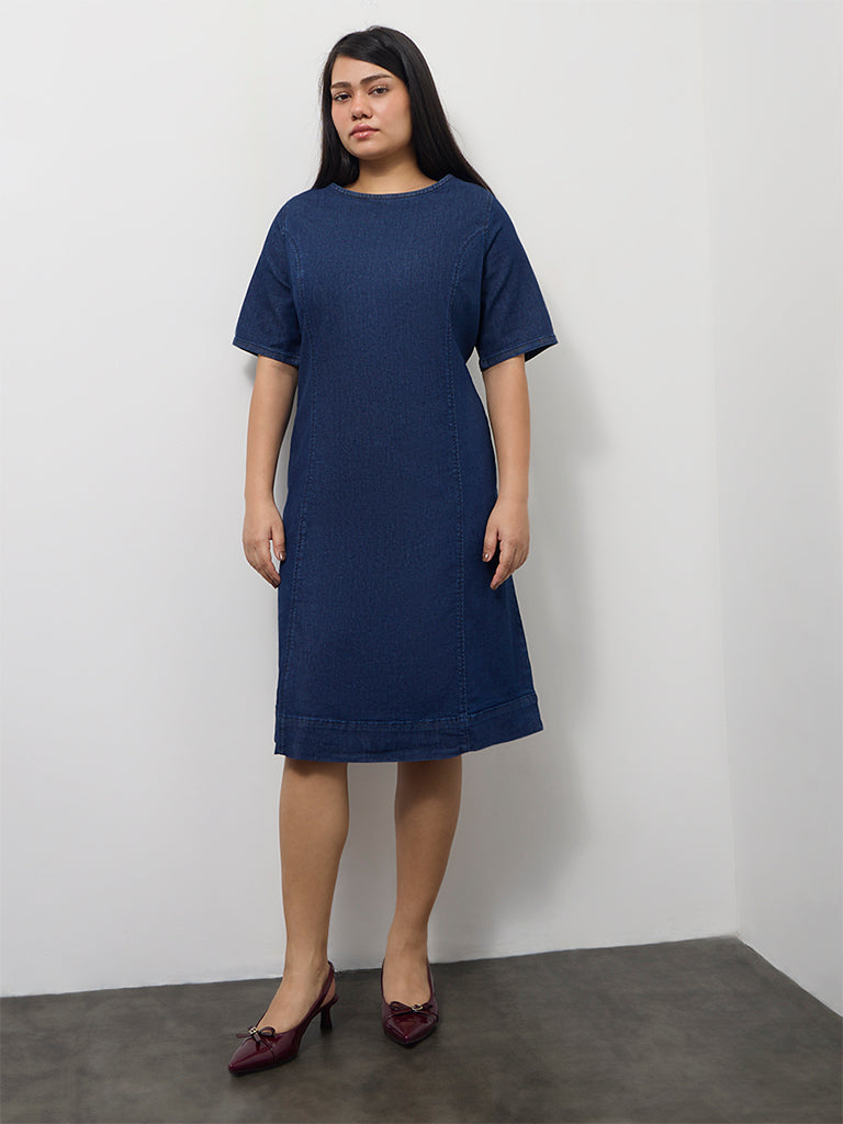 Gia Blue Denim Dark Wash Straight Dress