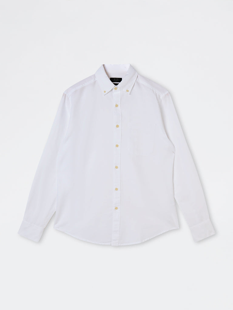 WES Casuals White Relaxed-Fit Cotton-Blend Shirt