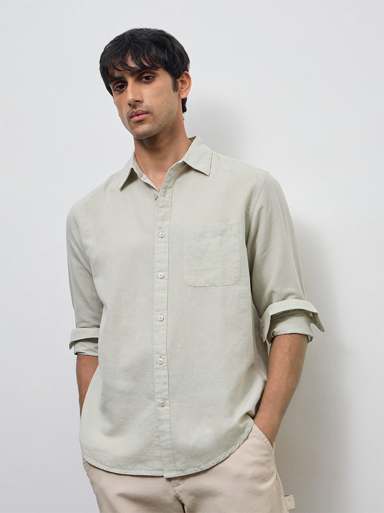 WES Casuals Sage Relaxed-Fit Cotton-Blend Shirt