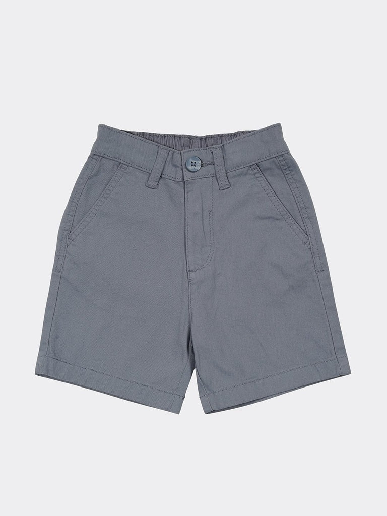HOP Kids Boys Petro Blue Solid Regular Fit Cotton-Blend Shorts