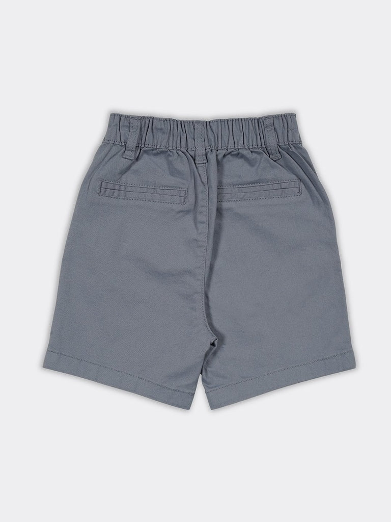 HOP Kids Boys Petro Blue Solid Regular Fit Cotton-Blend Shorts
