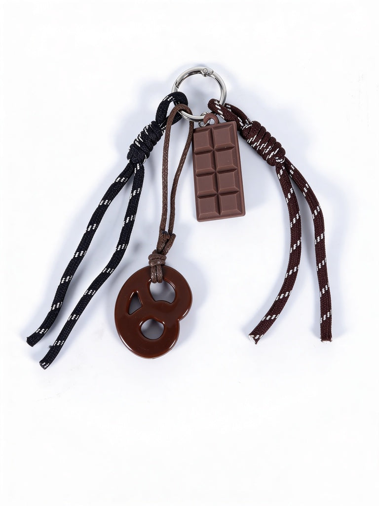 Brown Pretzel And Chocolate Bar Decorative Charm Accessory