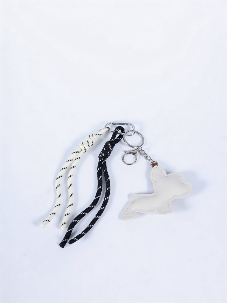 Black And White French Bulldog Leather-Look Charm Accessory