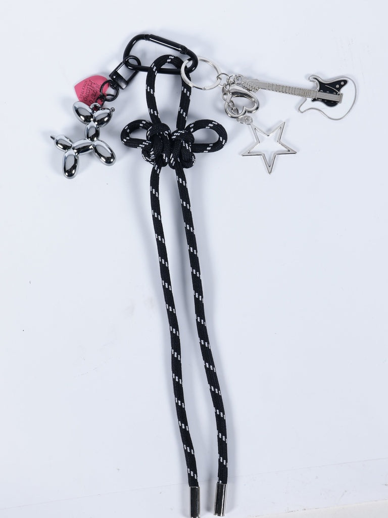 Black Multi-Charm Guitar Detail Slim Cord Accessory