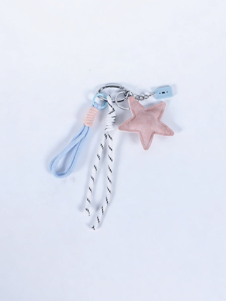 Pink Star Fabric Cord Detail Bag Charm