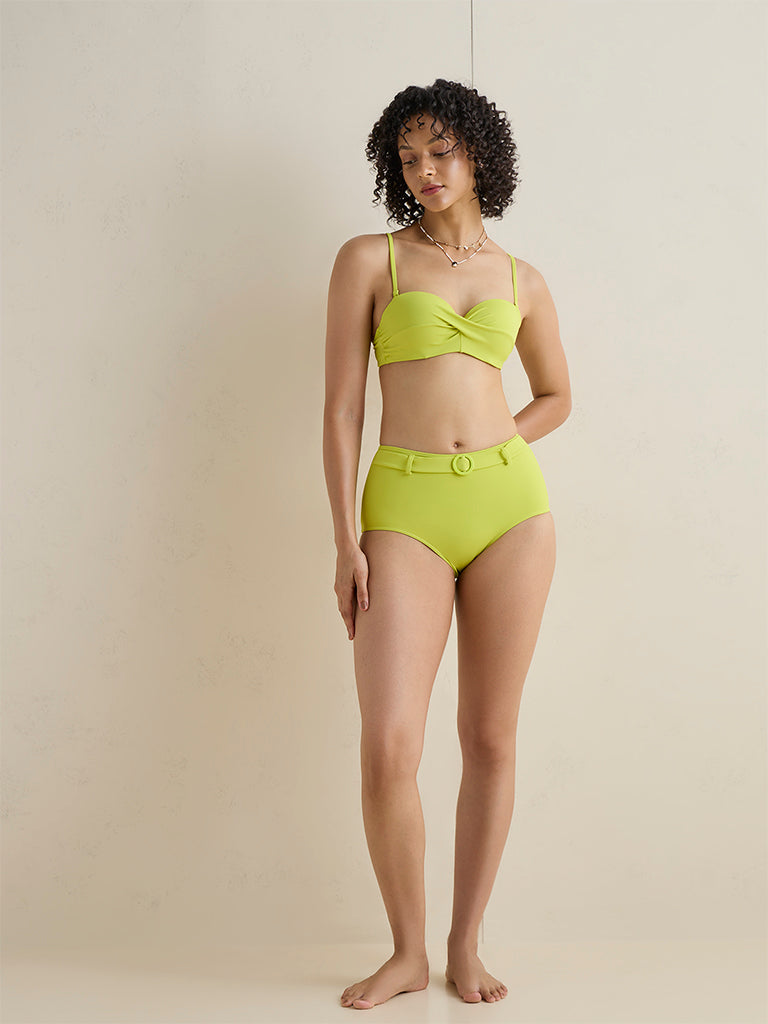 Wunderlove Swimwear Lime High-Waist Bikini Briefs