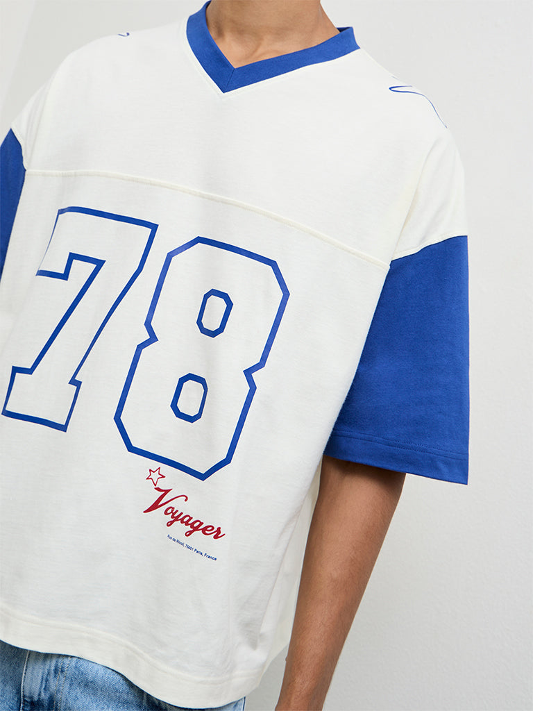 Nuon Off-White Numerical Printed Oversized-Fit Cotton T-Shirt