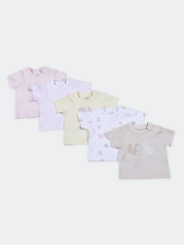 HOP Baby Girls Multi-Colored Squirrel Printed Cotton T-Shirt