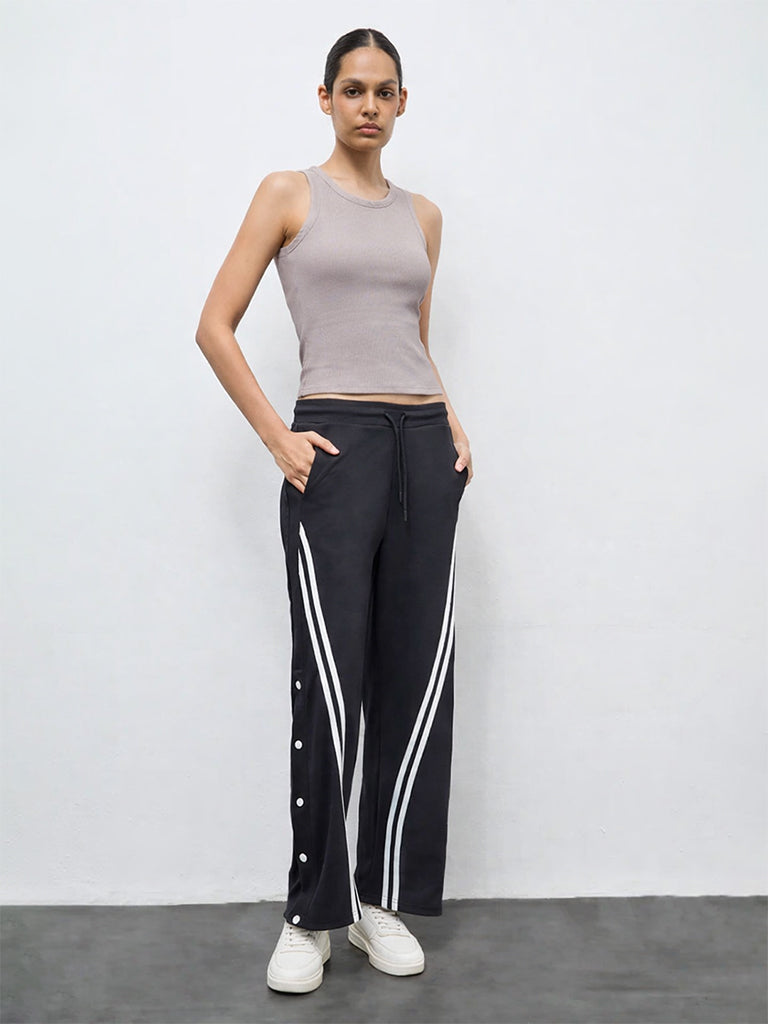Nuoflexx Taupe Ribbed Cotton-Blend Top