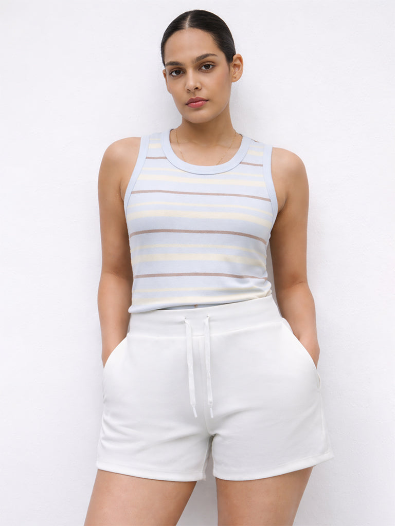 Nuoflexx Light Blue Striped Cotton Top