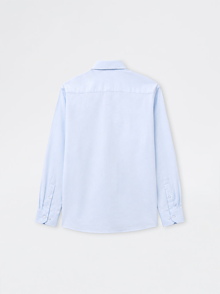 WES Formals Blue Relaxed-Fit Cotton Shirt