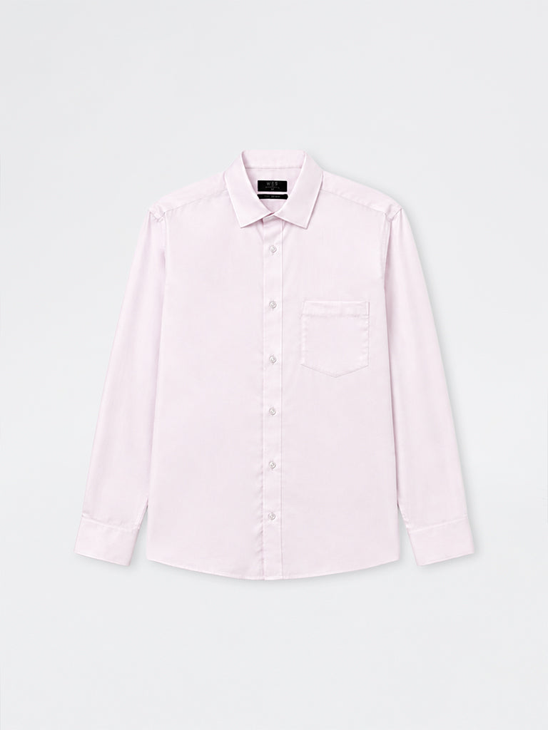 WES Formals Light Pink Relaxed-Fit Cotton Shirt
