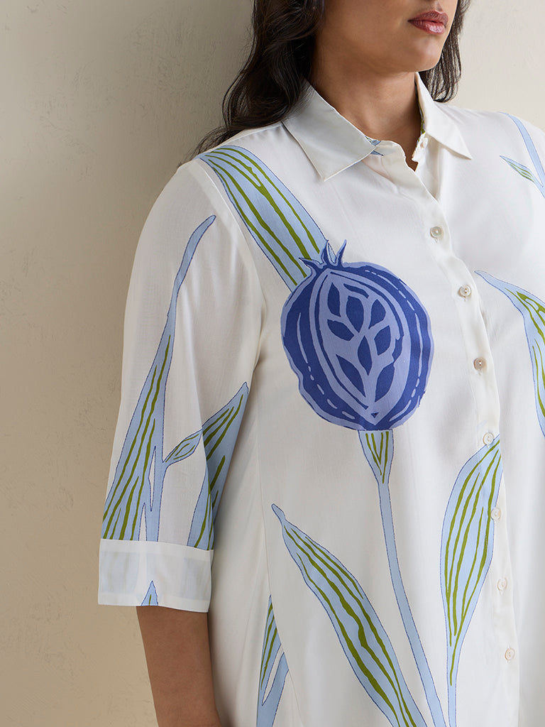 Diza White Floral Printed Tunic