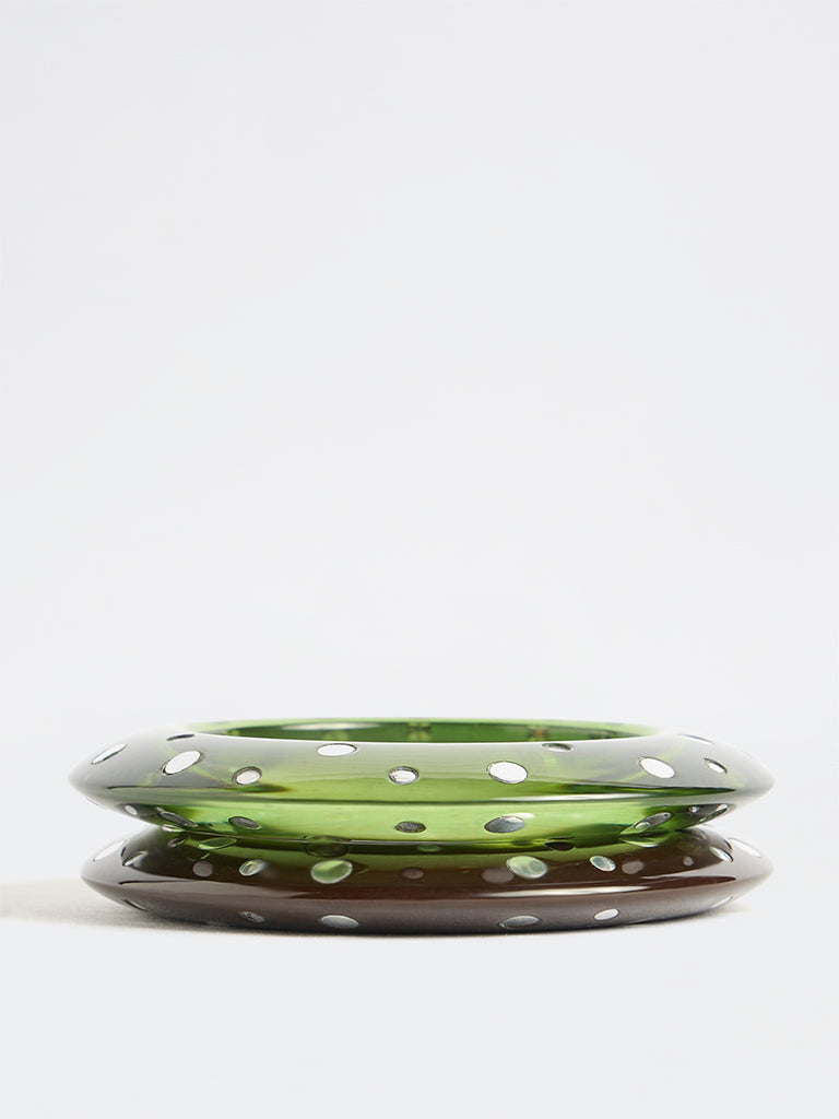 Westside Accessories Green and Brown Studded Bangles – Pack of 2