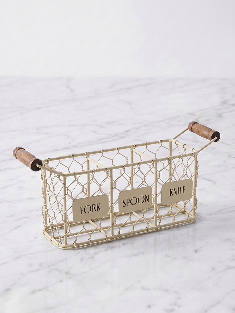 Westside Home Beige Wired Cutlery Holder