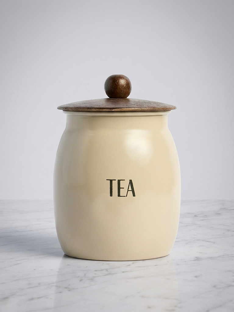 Westside Home Beige Tea Canister with Lid