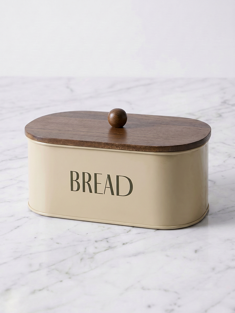 Westside Home Beige Bread Box with Lid