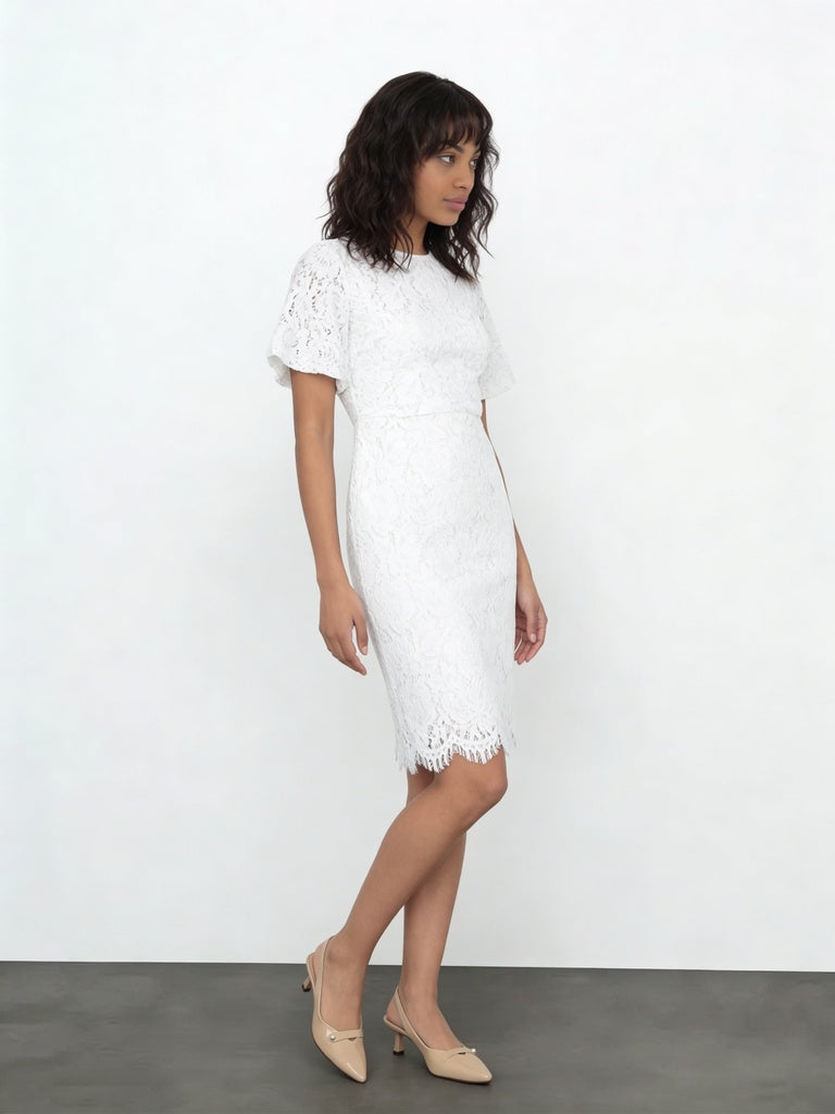 Wardrobe Ivory Floral Lace A-Line Dress