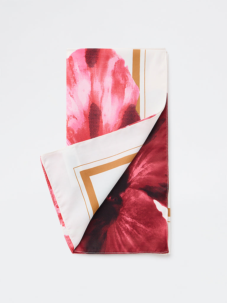 Westside Accessories Off-White Hibiscus Printed Scarf