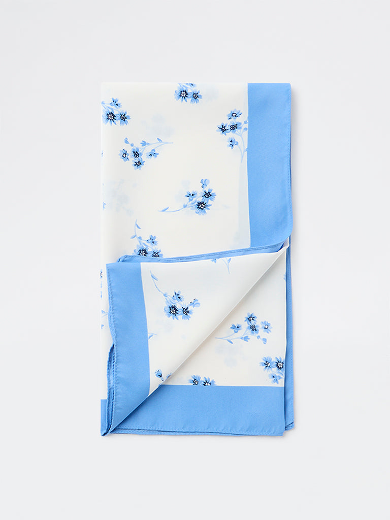 Westside Accessories Blue Floral Pattern Scarf