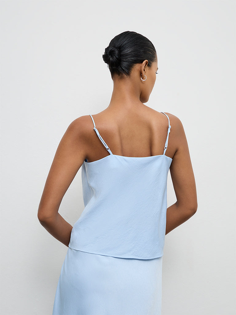 Wardrobe Light Blue Cowl-Neck Top