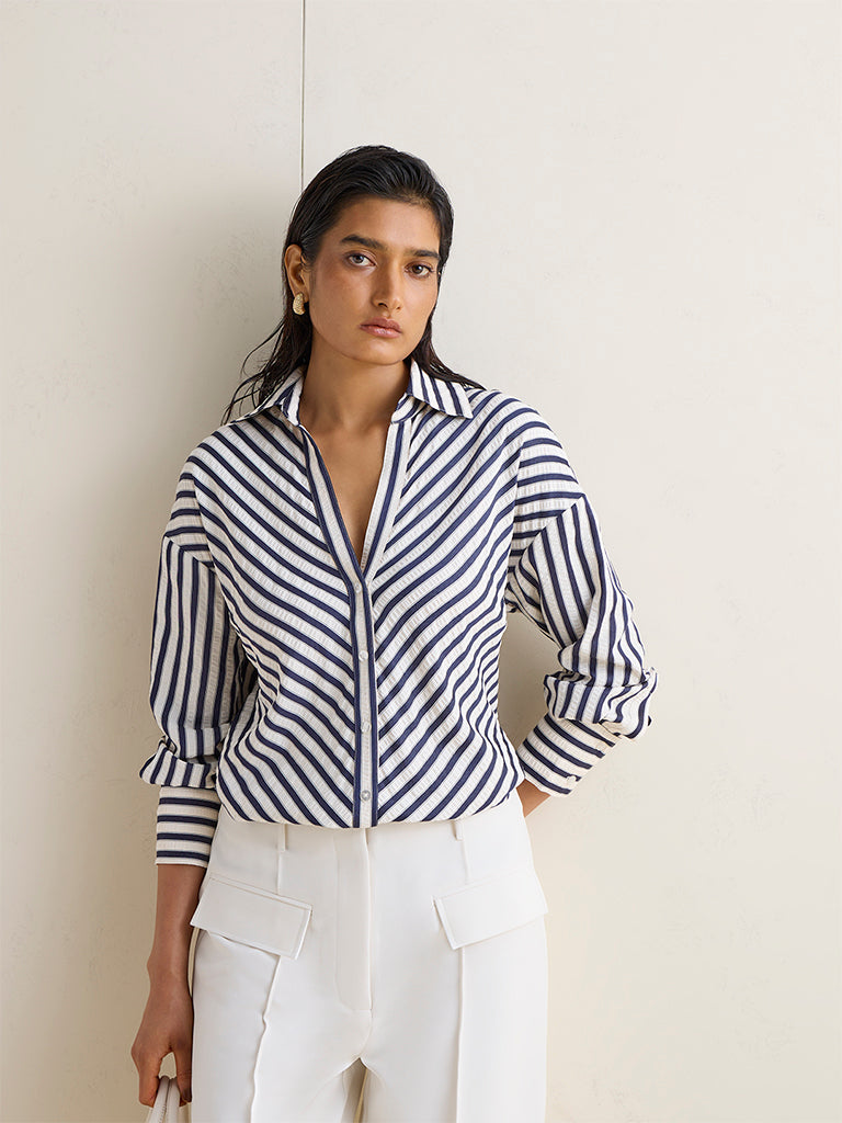 Wardrobe Navy Striped Blouse